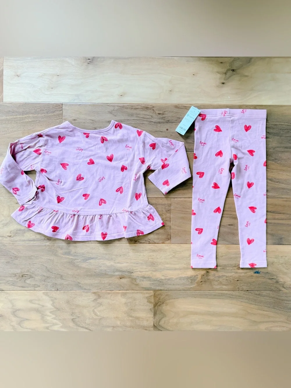 Two Toddler Girl 2-Piece Sets- Velour Hoodie & Heart Set, 3T, Great Condition!!